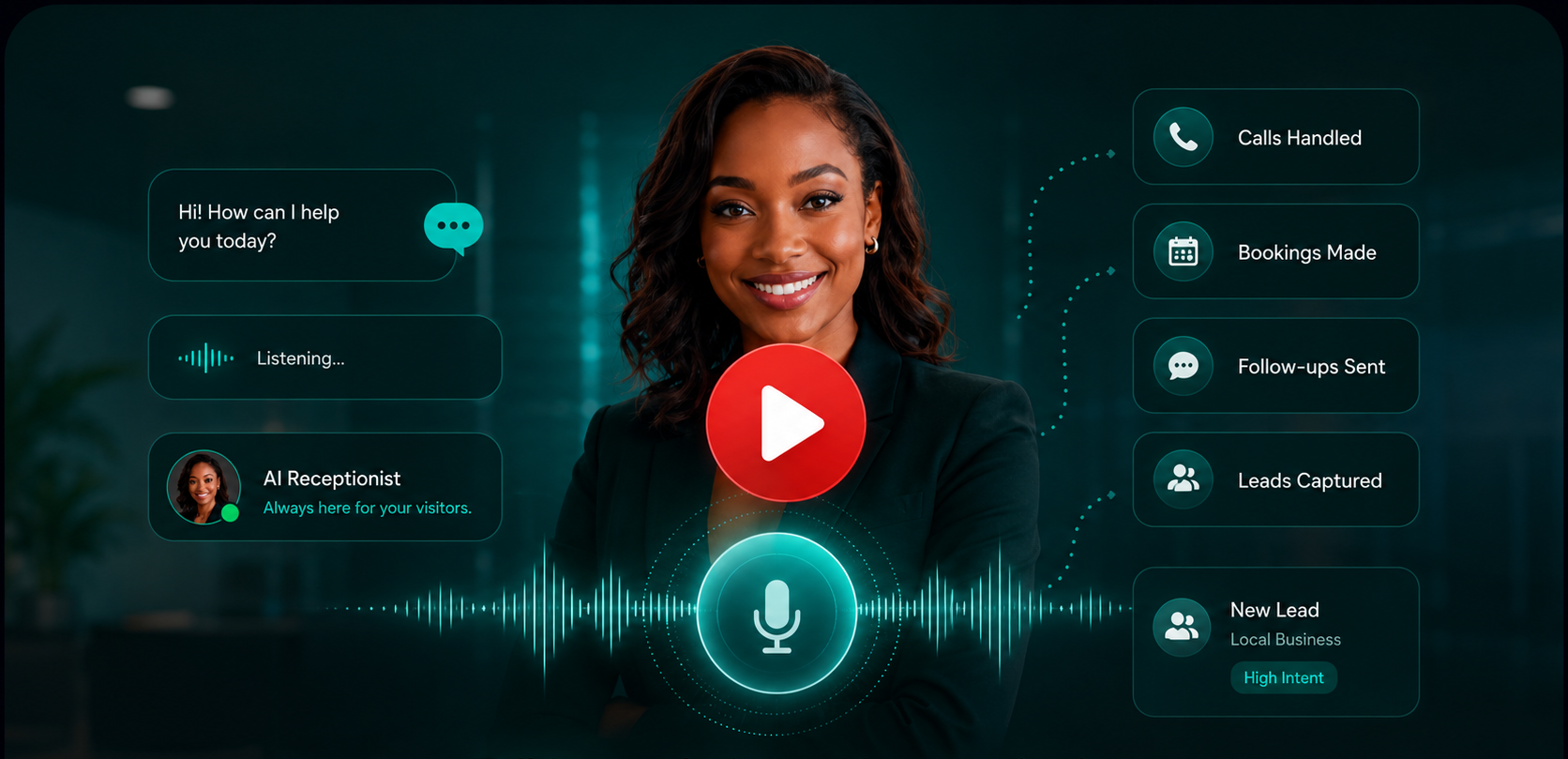 Aboova talking website with AI receptionist — chat and voice, capturing leads and bookings